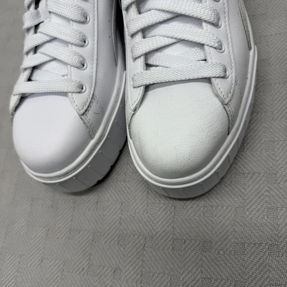 PUMA Luxe Mayze Shoes Womens Size 9.5 White Leather Platform‎ Sneakers 384209-01